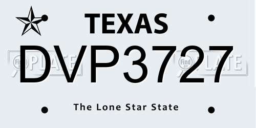 DVP3727 Texas License Plate