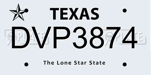 DVP3874 Texas License Plate