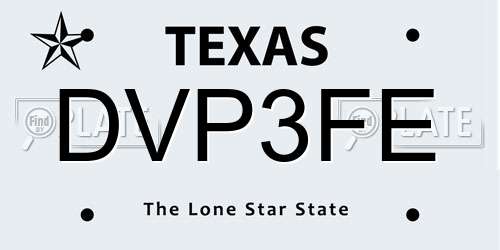 DVP3FE Texas License Plate
