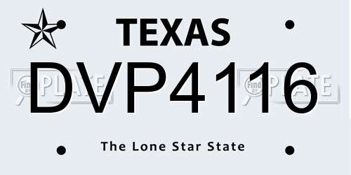DVP4116 Texas License Plate