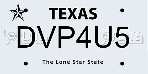 DVP4U5 Texas License Plate