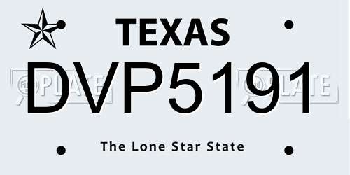 DVP5191 Texas License Plate