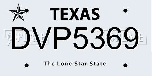 DVP5369 Texas License Plate