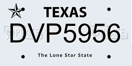 DVP5956 Texas License Plate