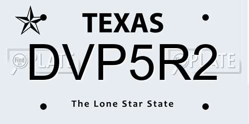 DVP5R2 Texas License Plate