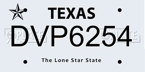 DVP6254 Texas License Plate
