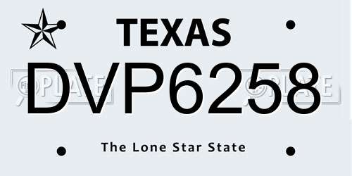 DVP6258 Texas License Plate