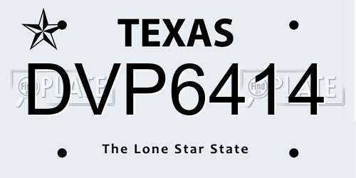 DVP6414 Texas License Plate