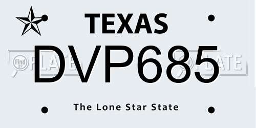 DVP685 Texas License Plate