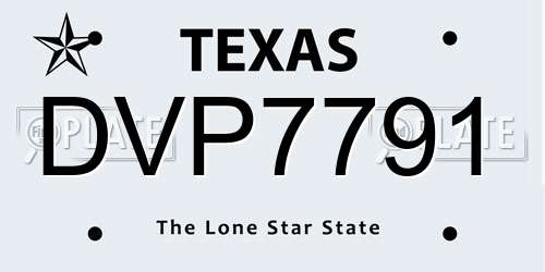 DVP7791 Texas License Plate