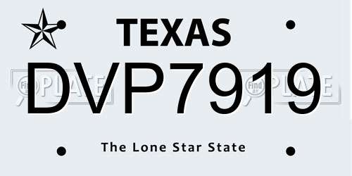 DVP7919 Texas License Plate