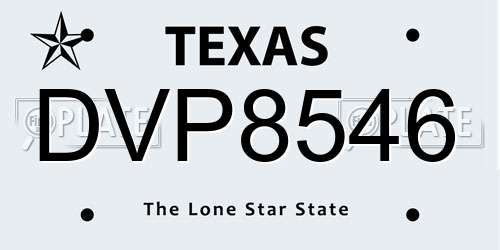 DVP8546 Texas License Plate
