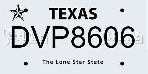 DVP8606 Texas License Plate