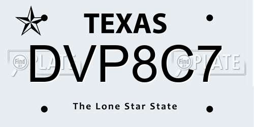 DVP8C7 Texas License Plate