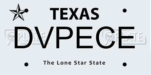DVPECE Texas License Plate