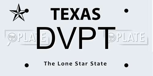 DVPT Texas License Plate