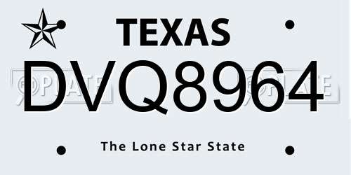 DVQ8964 Texas License Plate