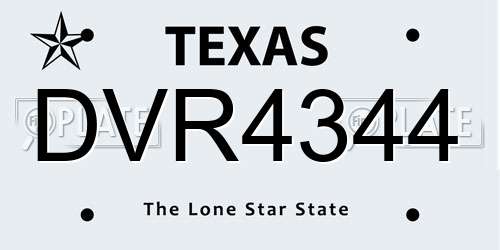 DVR4344 Texas License Plate