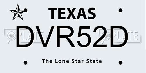 DVR52D Texas License Plate