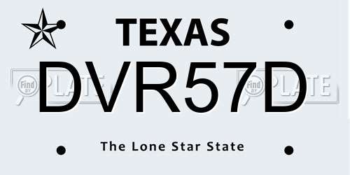 DVR57D Texas License Plate