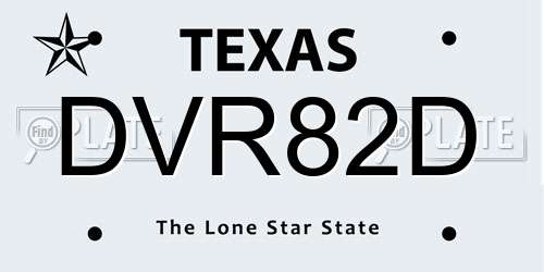 DVR82D Texas License Plate