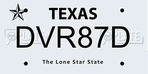 DVR87D Texas License Plate