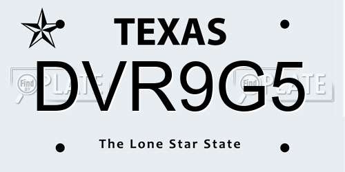 DVR9G5 Texas License Plate