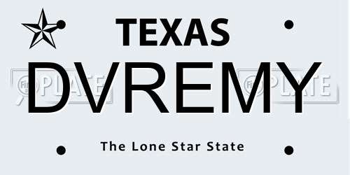 DVREMY Texas License Plate