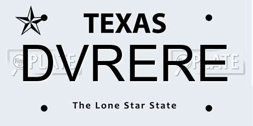 DVRERE Texas License Plate