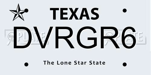 DVRGR6 Texas License Plate