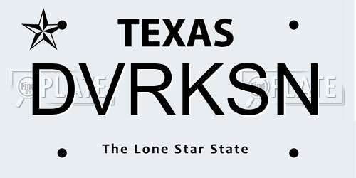 DVRKSN Texas License Plate