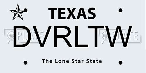 DVRLTW Texas License Plate