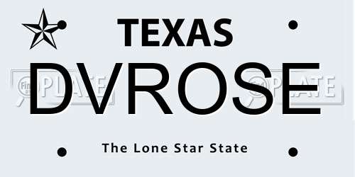DVROSE Texas License Plate