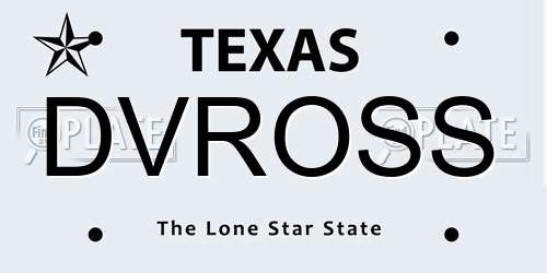 DVROSS Texas License Plate