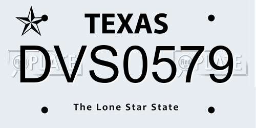 DVS0579 Texas License Plate