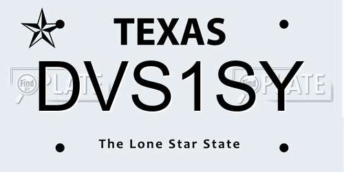 DVS1SY Texas License Plate