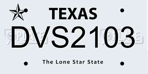 DVS2103 Texas License Plate