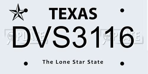 DVS3116 Texas License Plate