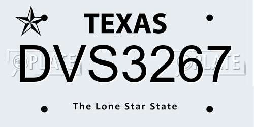DVS3267 Texas License Plate