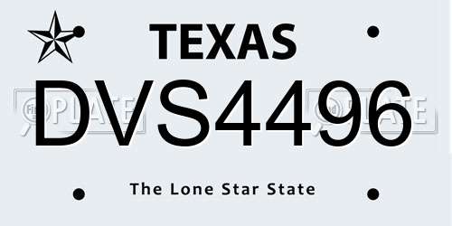 DVS4496 Texas License Plate