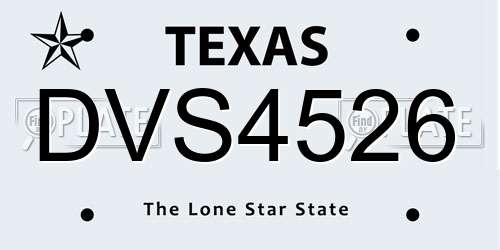 DVS4526 Texas License Plate