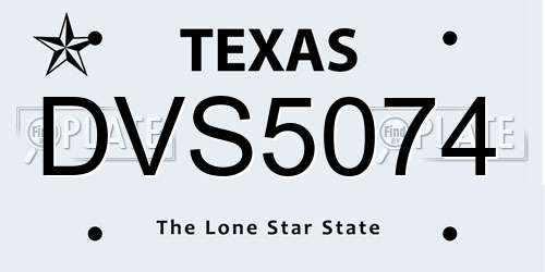 DVS5074 Texas License Plate