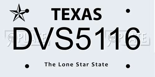 DVS5116 Texas License Plate