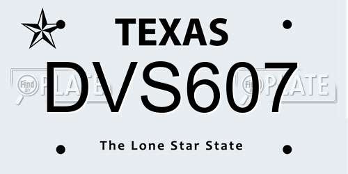 DVS607 Texas License Plate