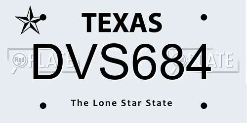 DVS684 Texas License Plate