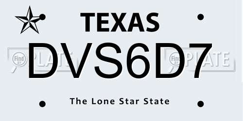 DVS6D7 Texas License Plate