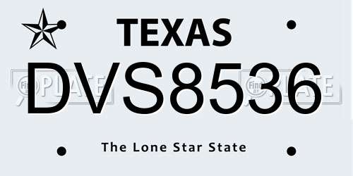 DVS8536 Texas License Plate