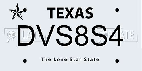 DVS8S4 Texas License Plate