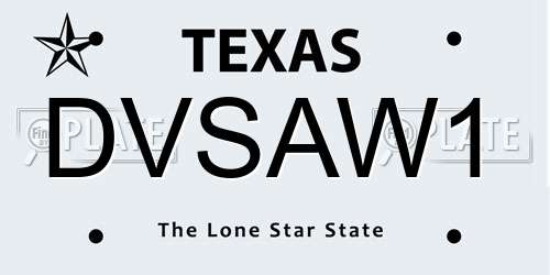 DVSAW1 Texas License Plate