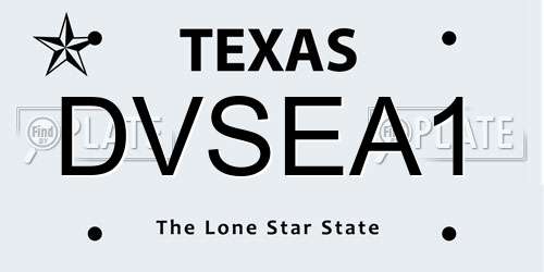 DVSEA1 Texas License Plate